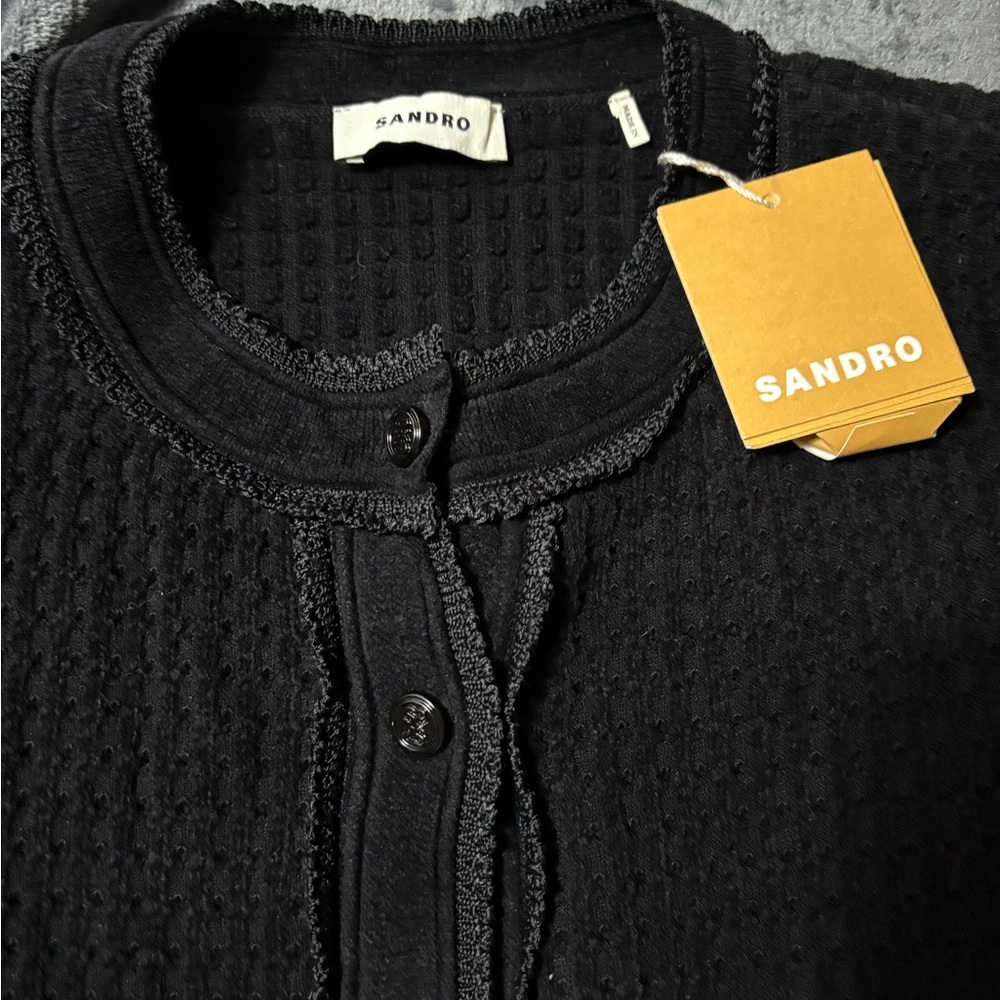 Sandro Black Textured Cardigan - Picture 5 of 13
